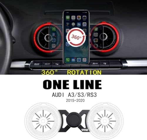 Magnetic Phone Holder for Audi A3/S3/RS3 (2014-2020) – Premium 360-Degree Rotating Air Vent Mount with Robust Magnetic Grip – Stylish Black Metal Design for Enhanced Safety and Functionality
