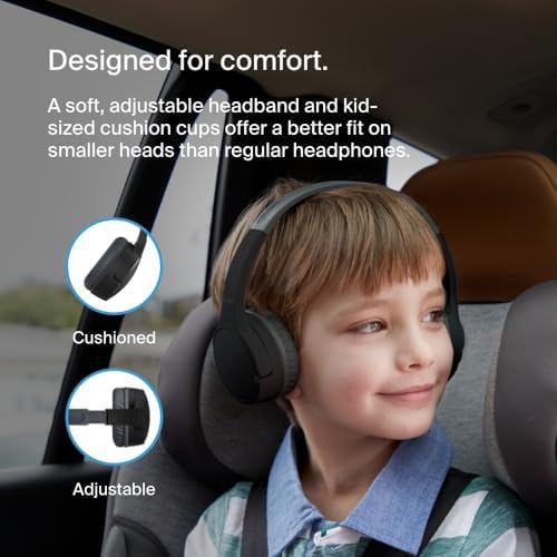 Belkin Sound Form Mini Kids Wireless Bluetooth Headphones – Safe 85 d B Volume Control, 30-Hour Playtime, Built-In Microphone – Lightweight On-Ear Style for i Phone, i Pad, Fire Tablet & More – Ideal for Learning, Entertainment & Safe Listening