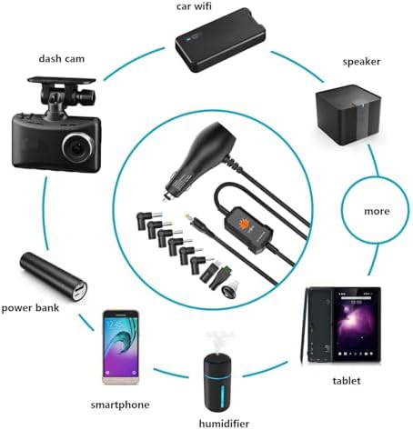 Versatile 34 W Multi-Voltage Car Charger with 8 Interchangeable Tips – Ultimate DC Power Adapter for Portable Electronics, DVD Players, Dash Cams, and Breast Pumps – Fast USB Cigarette Lighter Charger for Travel and Roadside Emergencies