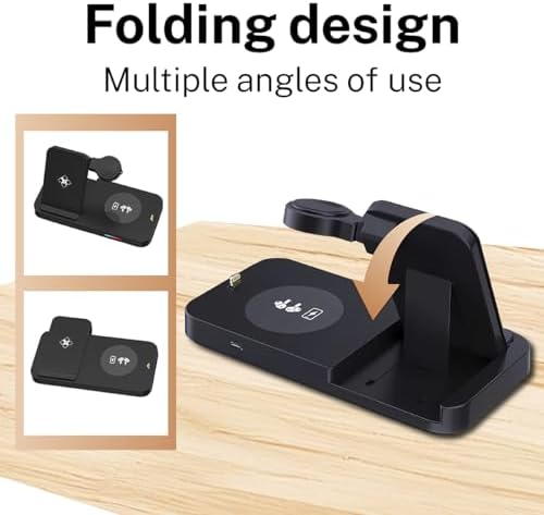 Ultimate 6-in-1 Wireless Charging Dock for i Phone 16/15/14/13, Apple Watch Series, Air Pods Pro – Super-Fast Qi-Certified Charging Station with QC3.0 Adapter for Seamless Device Compatibility and Safety Features – Perfect for Home and Travel Use