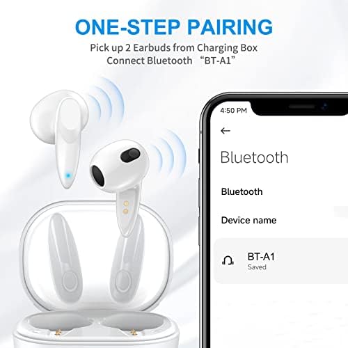 Ultra-Lightweight Bluetooth Earbuds for i Phone 16, 15 Pro Max, 14, 13, 12, 11, XR & Samsung Galaxy S25, S24, S23 Ultra – Advanced Noise-Canceling Wireless Earphones with Built-in Microphone, Ergonomic Comfort, and Quick USB-C Charging for Seamless Connectivity and Premium Sound Quality