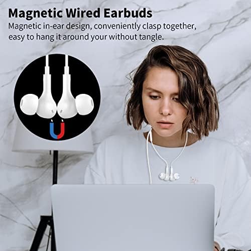 Magnetic USB C Earbuds for Samsung Galaxy S24 Ultra, S23 FE, S22, S21, A54, A53 & i Phone 16, 15 Pro Max – Noise Isolating Wired Headphones with Microphone and Volume Control for Enhanced Audio Experience – Perfect for Music Lovers and Professionals