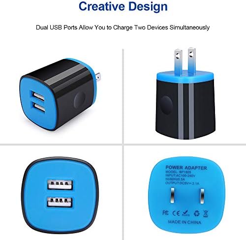 Ultimate Fast Charging Android Wall Charger Cube with 6 FT Nylon Braided Micro USB Cable – Compatible with Samsung Galaxy & Moto Devices – 3-Pack for Home, Office, and Travel Convenience – Enhanced Durability & Efficiency
