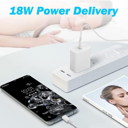 Rapid Charge USB-C Wall Adapter for Huawei P30 Pro & Pixel Devices – 18 W Power Delivery with 6.6 ft Extra-Long USB-C Cable – High-Speed, Safe Charging Solution with Overcurrent Protection for Ultimate Device Compatibility