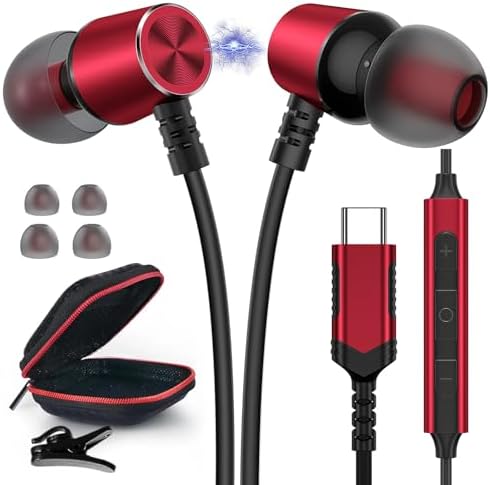 USB C Wired Earbuds with Noise Cancellation – Magnetic Type C Headphones for i Phone 16 Pro Max, Samsung Galaxy S25, Google Pixel 9 – High-Fidelity Sound & Integrated Microphone for Effortless Calls – Ultimate Compatibility & Comfort for Daily Use