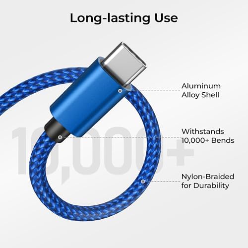 Premium Car Play Charging Cable Set for i Phone 16/15 Pro Max – 3-Pack (3.3 FT, 6.6 FT, 10 FT) USB A to USB C – Fast Data Transfer & Durable Design for i Pad Pro, Air Pods, Galaxy S24/S23/S22 & More – Enhanced Compatibility for Effortless Connectivity and Navigation