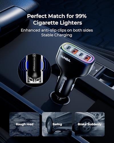 Ultimate USB C Car Charger – 126 W Dual PD60 W & QC30 W Fast Charging Adapter with 4 Ports for i Phone 16/15/14/13/12, Samsung Galaxy S24/S23 & Google Pixel – Unmatched Speed & Versatility for All Devices on the Go