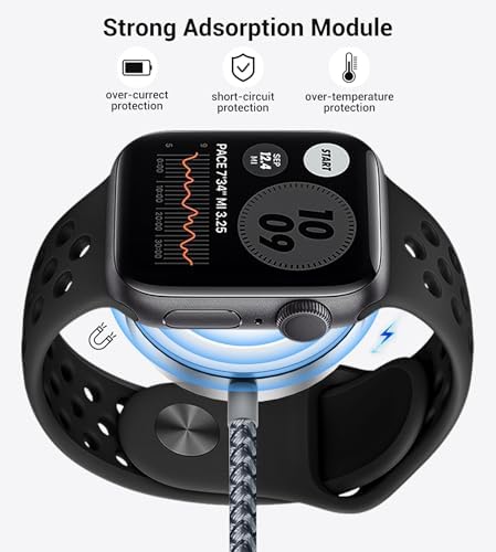 Temdan 3-in-2 USB C Charging Cable: Versatile Multi-Device Charger for Apple Watch Ultra, SE & i Phone 12-16 – Rapid Charge, Compact Travel Essential – Stylish Pink Smartwatch Accessory for On-the-Go Power Solutions