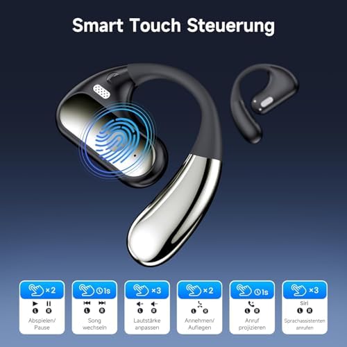 Revolutionary Wireless Open Ear Headphones with Bluetooth 5.3 – Ergonomic Design for Ultimate Comfort, 40 Hours of Playtime, Superior Call Clarity, and Smart Charging Case – Perfect for Active Lifestyles and Effortless Connectivity in Sleek Black