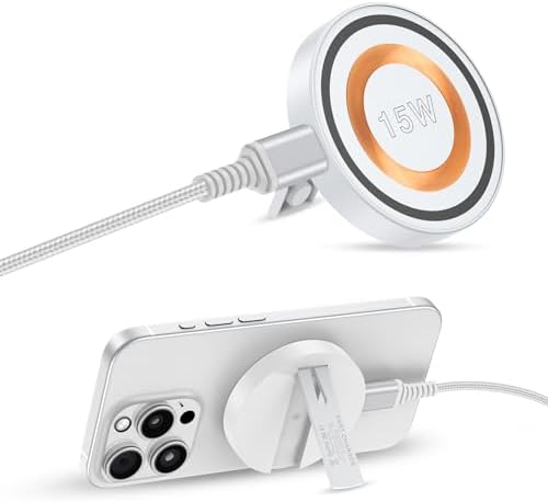 Magnetic Fast Wireless Charger for Samsung Galaxy S24 Ultra & i Phone 16 – Portable Charging Stand with Kickstand for Effortless Hands-Free Use, Enhanced Compatibility & Rapid Power-Up Technology for Android and Apple Devices