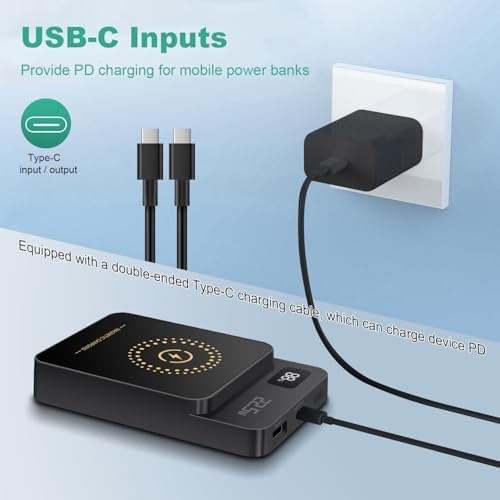 Magnetic Wireless Power Bank 10000 m Ah – 22.5 W Fast Charger for i Phone 16/15/14/13/12 Series with Built-in LED Display – Versatile Travel Power Solution for Samsung, Google, and More – Lightweight Design with Multi-Device Charging Capability and Intelligent Digital Readout for On-the-Go Convenience