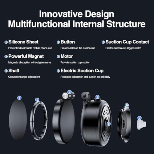 Revolutionary Magnetic Car Phone Holder – Adjustable Vacuum Suction Mount for i Phone 12-16 – Enhanced Stability on Smooth Surfaces – Foldable Design for Optimal Viewing – Hands-Free Navigation & Communication Solution – Durable Lightweight Construction for Everyday Use – Effortless Attachment with Electric Magnetic Technology – Perfect for Mirror, Glass, and Screen Surfaces – Elevate Your Driving Safety with This Essential Accessory