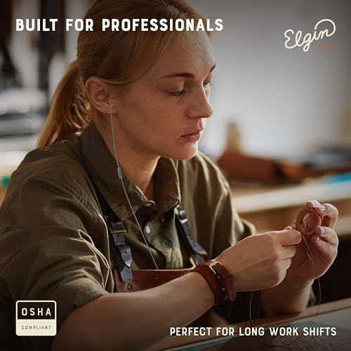 Elgin Ruckus+ OSHA Compliant Earplug Earbuds – 25 d B Noise Reduction Wired Headphones with Built-in Mic for Clear Communication – Sweatproof Design for Construction & Industrial Use – Enhanced Device Compatibility for Seamless Connectivity and Comfort
