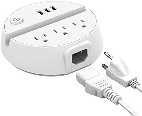 NTONPOWER Versatile Nightstand Power Strip with USB – 3 AC Outlets and 3 USB Ports, 5 ft Extension Cord with Energy-Saving Switch and Device Holder for Home, Office, and Travel Essentials (White) – Streamlined Charging Solution for Multiple Devices
