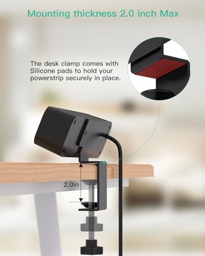 Ultimate PD30 W Desk Clamp Power Strip: 5 Ft Surge Protector with 4 Outlets & 4 USB Ports (2 USB-C) for Rapid Charging – Essential Home Office Accessory Enhancing Workspace Efficiency and Safety