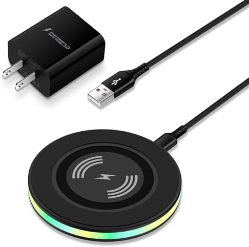 High-Speed 15 W Wireless Charging Pad for Samsung Galaxy Devices – Fast Charger Station with QC 3.0 Wall Adapter – Sleek Design for S25 Ultra, S25+, S24 Ultra, S23 FE, S22 Plus, S21, S20 FE, S10 Plus – Effortless Power Delivery and Enhanced Compatibility