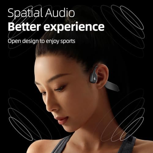 Transform Your Fitness Routine with Sweet Gisele Open-Ear Bone Conduction Bluetooth Headphones – Wireless Sport Earbuds Featuring Secure Over-Ear Fit, Built-in Microphone for Effortless Communication, and Superior Sound Quality for Enhanced Surrounding Awareness – Ideal for Running, Workouts, and Active Lifestyles