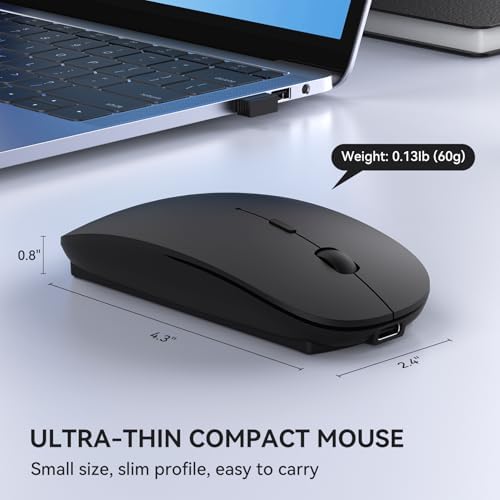Elevate Your Tech Experience with Our Rechargeable USB-C Wireless Mouse – Ergonomic Dual-Mode Connectivity Perfect for Mac Book Air, PCs, and All Type-C Devices – Sleek Black Design for Enhanced Speed and Comfort