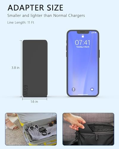 High-Performance 65 W USB-C Charger for Lenovo Think Pad Series – Fast Charging Power Adapter for T14, T16, X13, P14 s & More – Versatile AC Supply with Smart Safety Features – FCC, CE, ROHS Certified – Compatible with Multiple Generations – Ideal for On-the-Go Professionals