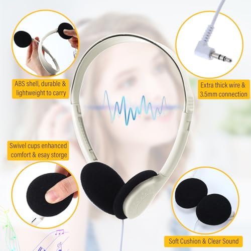 Transform Your Classroom Audio with Konohan 30 Pack Kids Headphones – Adjustable Wired Headset for Enhanced Learning, Lightweight Comfort, and Durable Design for All Ages – Perfect for Educational Use with 3.5 mm Jack Compatibility