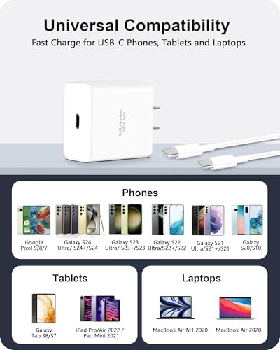 Revolutionize Your Charging Experience with the 45 W USB C Pixel Charger – Ultra-Fast Wall Adapter with 6 FT Type C Cable for Google Pixel, i Phone 16/15 Pro, Galaxy S25/S24, and More – Enhanced Compatibility, Safety Features, and Portability for On-the-Go Power!
