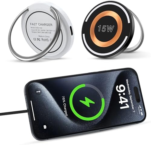 Revolutionary 15 W Magnetic Fast Wireless Charging Stand – Effortless Power for i Phone 15/14/13/12 and Qi Devices, Sleek Design for Hands-Free Use and Optimal Alignment, Compact & Portable Charging Solution