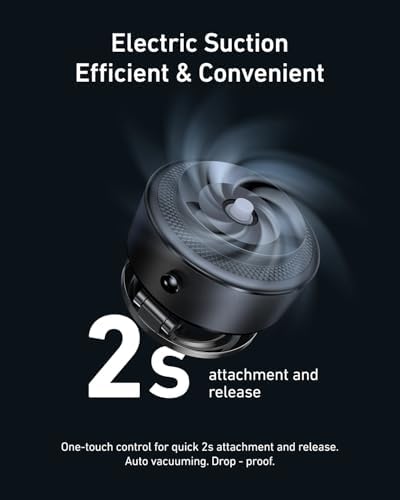 TELESIN Electric Magsafe Car Mount Vacuum Magnetic Car Phone Holder 105N 360° Reinforced Adjustable Swivel Lock, Suction Cup Phone Mount for Your Car/Gym/Mirror/iPhone & Android – Enhanced Compatibility and Speed