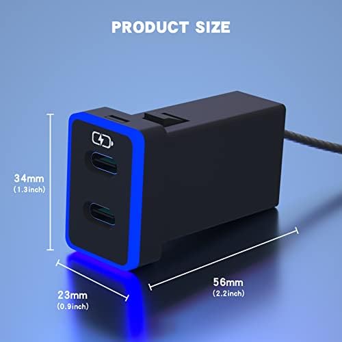 Toyota Dual USB-C Car Charger with PD 3.0 Fast Charging – Compact 1.3 x 0.9 Inch Design with LED Light for Enhanced Visibility – Perfect for Smartphones, Tablets & More
