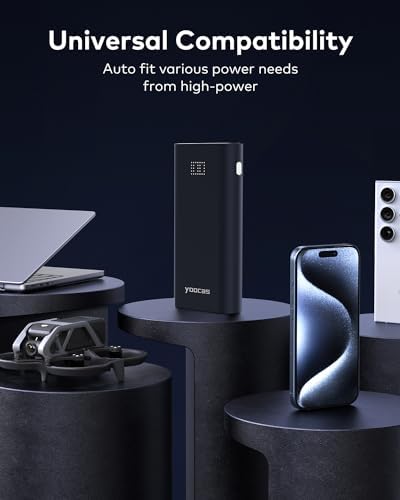 20000 m Ah 65 W Power Bank – Ultra-Fast USB-C Portable Charger for Mac Book, HP, Dell, Lenovo, Steam Deck, Switch, i Pad, i Phone & Android – Sleek Blueberry Design for Enhanced Compatibility & Efficient Charging Solutions