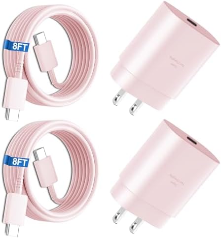 Elevate Your Charging Experience: 25 W USB C Fast Charge Block with 10 Ft Type C Cable for Samsung Galaxy S21-S24 & Note 20 – Optimal Power Delivery for Home and Travel – Exceptional Speed, Enhanced Safety Features, and Ultimate Compatibility for Android Devices