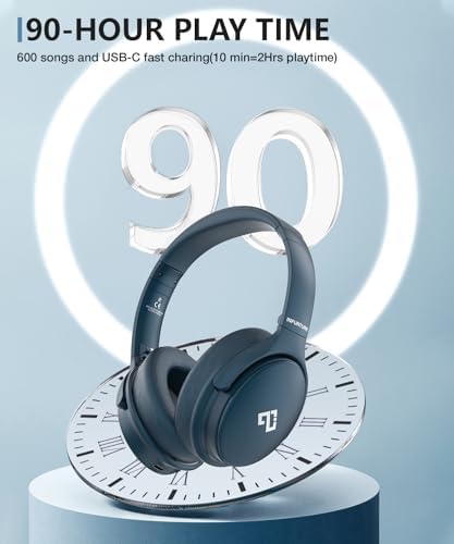 Unleash Your Audio Potential with INFURTURE Wireless Over-Ear Headphones – Advanced Active Noise Cancelling, Deep Bass Bluetooth Sound, 90-Hour Battery Life, Ultra-Low Latency for Gaming, and Luxurious Memory Foam for Ultimate Comfort and Extended Listening Sessions