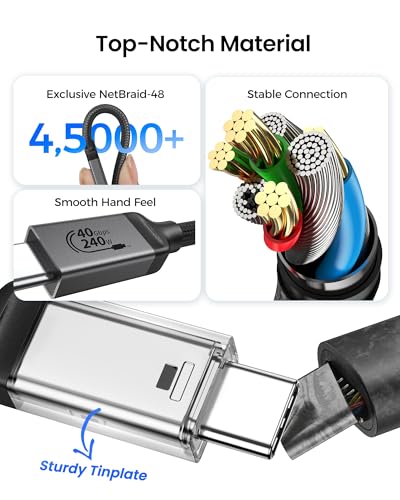Silkland USB4 Thunderbolt 4 Cable – Ultra-Fast 40 Gbps Data Transfer, 240 W Rapid Charging, 8 K@60 Hz Video Output, 1 FT Compact Design – Perfect for i Phone 16, Mac Book, e GPU, and More – Unmatched Performance for Modern Connectivity