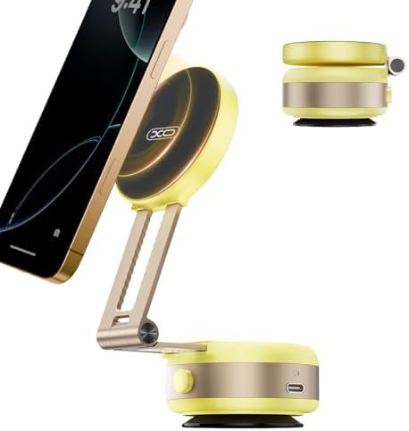 Electric Vacuum Magnetic Suction Phone Holder,XO Adjustable and Foldable Car Mount,Strong Magnetic Car Phone Holder for iPhone16/15/14/13/12,for Shower/Car/Mirror（Light Grey – Enhanced Compatibility and Speed