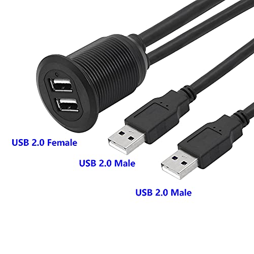 Sin Loon 3.3 FT Dual USB 2.0 Flush Mount Extension Cable – Premium AUX Charging Solution for Cars, Trucks, Boats & Motorcycles – Effortless Data Transfer & Device Connection with Waterproof Design – Ideal for Dashboard Installation