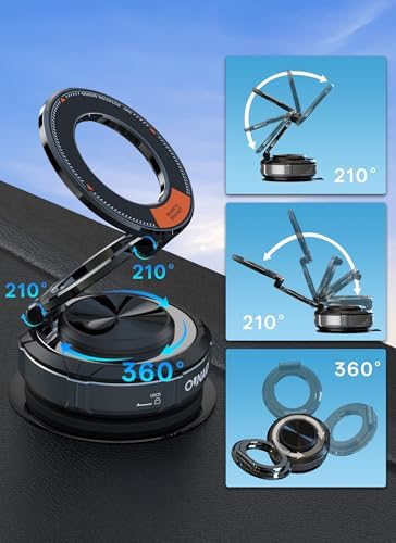 Ultimate Magnetic Car Phone Holder – 360° Adjustable Mount with Superior Vacuum Suction for Maximum Stability, Compatible with i Phone 16/15/14 Series & All Android Devices, Perfect for Seamless Navigation and Hands-Free Convenience, Durable Design Enhancing Safe Driving Experience