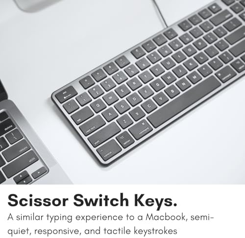 Enhance Your Workspace with the Macally Ultra-Slim USB Wired Keyboard – Full-Size Design & Number Keypad for Mac & Windows Devices, Elegant Silver Finish for Style and Durability