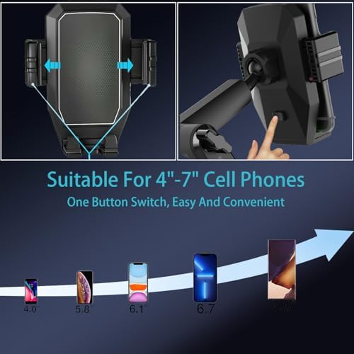 Truck Phone Holder Mount,Car Phone Holder,Dashboard Windshield Phone Holder 16.9 inch Long Arm,Super Suction Cup Compatible with Pickup Truck,Commercial Truck and All Phone,Black – Enhanced Compatibility and Speed