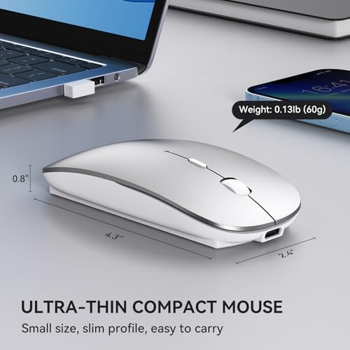 Elevate Your Tech Experience with Our Rechargeable USB-C Wireless Mouse – Ergonomic Dual-Mode Connectivity Perfect for Mac Book Air, PCs, and All Type-C Devices – Sleek Black Design for Enhanced Speed and Comfort
