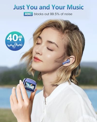 Premium Bluetooth Wireless Earbuds with Advanced Touch Control – Cutting-Edge ANC & ENC Noise Cancellation for Immersive Sound – 40 Hours Deep Bass Playback & IPX7 Waterproof Design for Ultimate Durability – Crystal Clear Call Quality with Integrated Microphones – 5 Customizable EQ Settings for Tailored Listening on i OS & Android Devices (Sleek Dark Blue) – Your Ideal Audio Companion for Active Lifestyles and Uninterrupted Enjoyment
