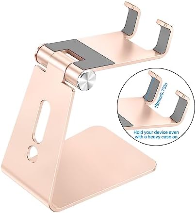 OMOTON Adjustable Cell Phone Stand, C2 Aluminum Desktop Phone Holder Dock Compatible with iPhone 15 14 13 Xs XR 8 Plus 7 6, Samsung Galaxy, Google Pixel, Android Phones – Enhanced Compatibility and Speed
