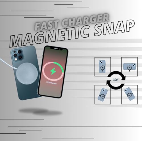 Ultra-Slim Magnetic Wireless Charger for i Phone X/11/12/13/14/15/16 – Fast 15 W Charging with Smart-IC Protection, Braided 5 ft USB-C Cable, Qi-Certified, Case-Compatible Design for Effortless Charging Anywhere