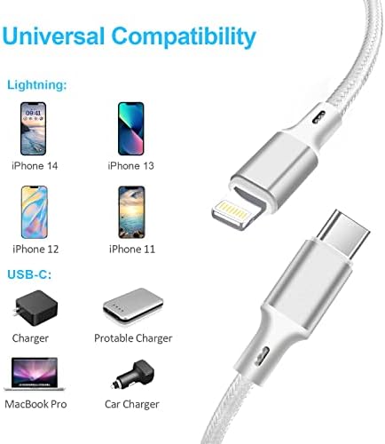 Premium 5-Pack i Phone Charger Set: MFi Certified Nylon Braided Fast Charging Cables (3 FT, 6 FT, 10 FT) for i Phone 14/13/12/11/X/Max/8/7/6/5/SE/i Pad – Unmatched Durability & Versatile Lengths for Every Lifestyle