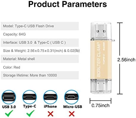 High-Speed 512 GB Dual Port USB 3.0 Type C Flash Drive – Versatile OTG Memory Stick for Android Smartphones & PCs, Compatible with Samsung Galaxy S10/S9/S8/Note 9, LG, Google Pixel – Compact & Stylish Red Design for Effortless File Transfers