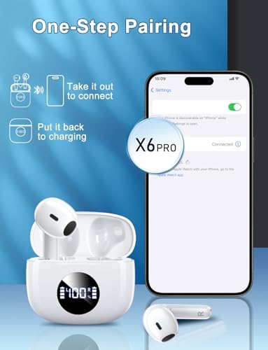 Ivory White Ultra-Light Wireless Earbuds with Bluetooth 5.3 – Premium Waterproof Stereo Headphones for Sports, Daily Commutes, and Hands-Free Conversations – Includes Chic Charging Case for Unmatched Audio Performance On-the-Go