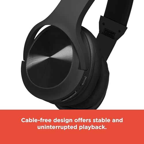 Experience Unmatched Sound Quality with Radio Shack Bluetooth 5.0 Over-Ear Headphones – 7-Hour Playback, Ergonomic Cushioned Comfort, and Durable 300 m Ah Battery in Stylish Black/Red for Ultimate Wireless Freedom and Uninterrupted Listening