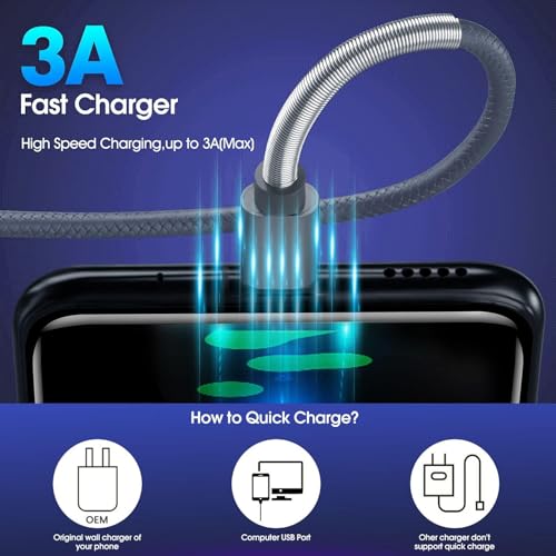 Cyven Premium 10 ft USB C Fast Charging Cable – 3-Pack High-Speed Type C Charger for Android Devices, Compatible with Samsung Galaxy S10, S9, S8 Plus – Enhanced Durability and Flexibility for Everyday Use