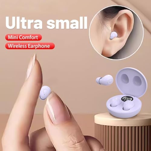 Invisible Mini Bluetooth Earbuds for Small Ear Canals – Ultimate Comfort with Noise Isolation for Work and Sleep – Lightweight Design, Fast Pairing & Superior Audio Quality for Discreet Listening Anywhere