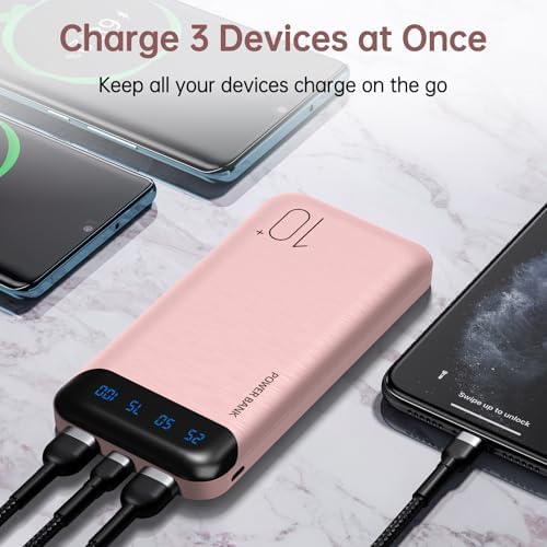 10000 m Ah Slim Portable Power Bank – Fast Charging External Battery Pack with Dual USB 2.4 A Outputs & USB-C Compatibility for i Phone 12-16, Huawei, Samsung Galaxy S20, & Android Tablets – Ideal for Travel and Daily Use