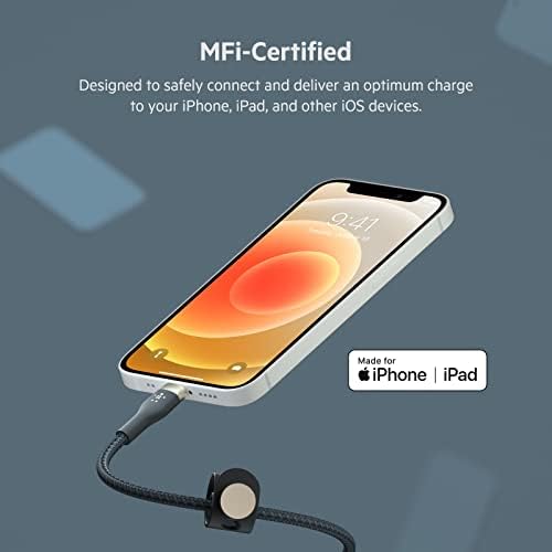 Belkin Boost Charge Pro Flex 10 FT Braided USB Type A to Lightning Cable – MFi Certified Fast Charger for i Phone 14/13/12/11/Pro/Max/Mini/SE & i Pad – Durable Pink Design for Enhanced Compatibility & Speed