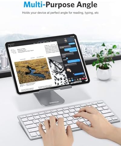 Ergonomic Adjustable Aluminum Tablet Stand – Versatile Cradle for i Pad & Samsung with Multi-Angle Viewing – Perfect for Enhanced Comfort and Productivity at Home, Office, or On-the-Go – Durable, Lightweight Design for All Tablets Up to 13 Inches